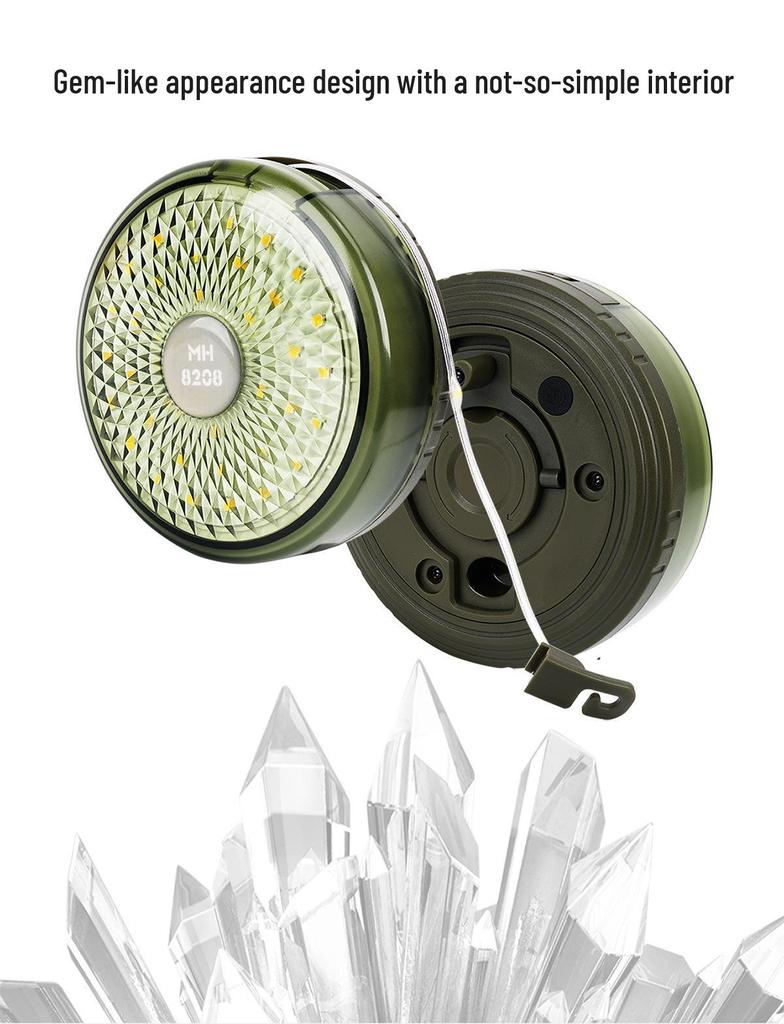USB Rechargeable LED Camping String Lights with Tent Storage and Tape Measure