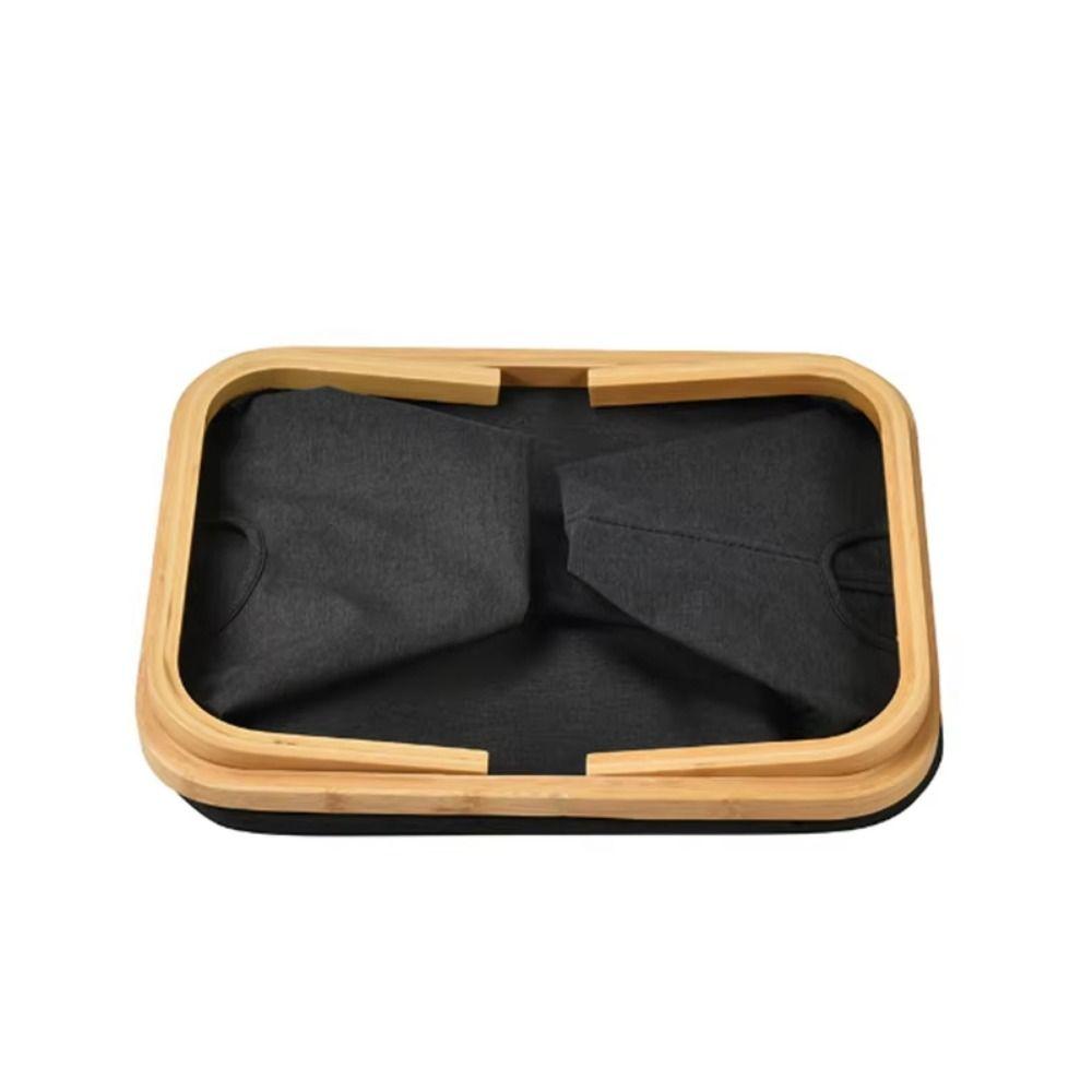 Bamboo Handle Folding Laundry Hamper Oxford Cloth Closet Organizer  Household Use