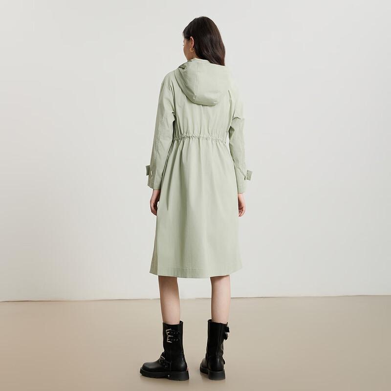 Gejin Women's Slim-fit Hooded Trench Coat