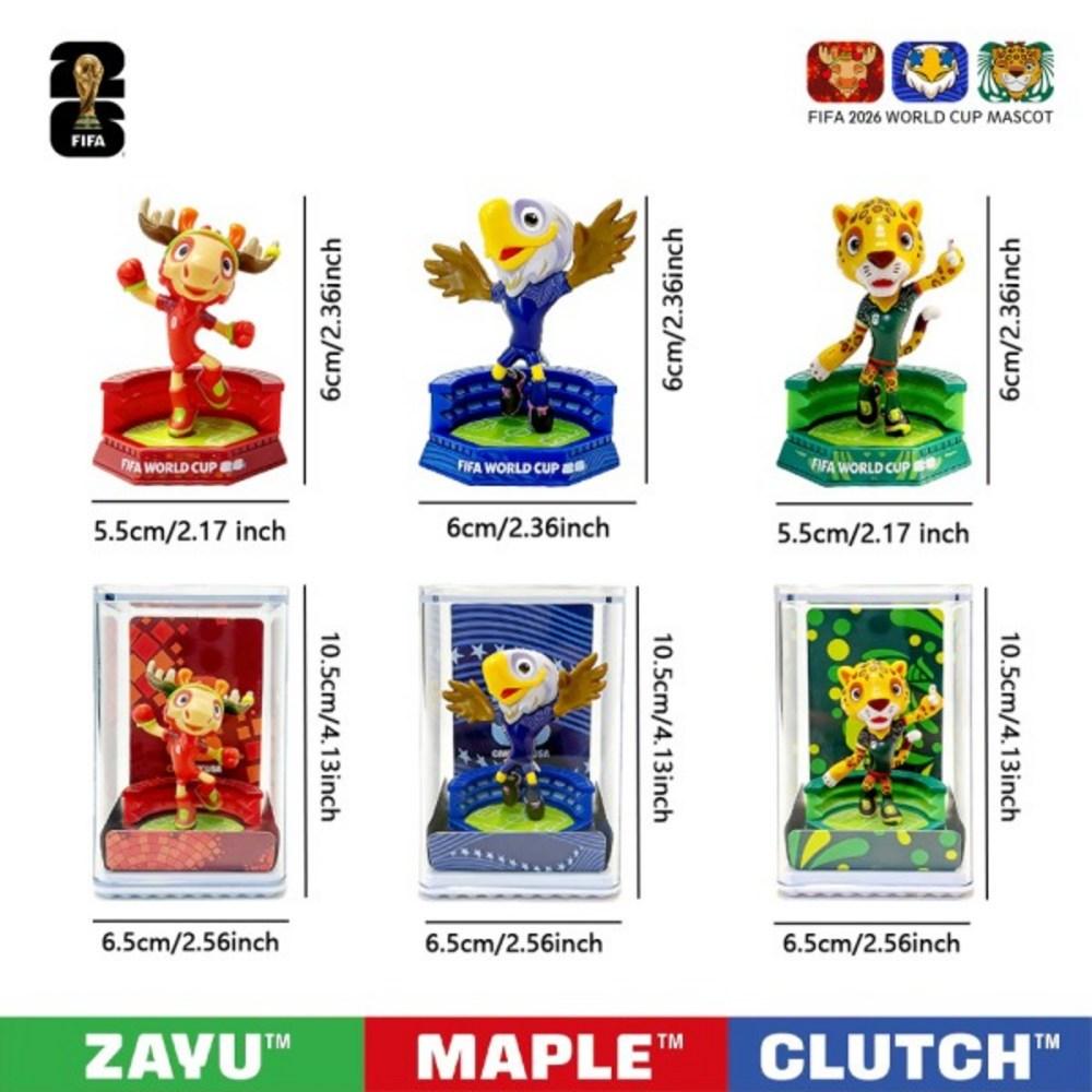 Mascote Oficial Licenciado pela FIFA da Copa do Mundo de 2026 Conjunto Colecionável de 3 Peças Lembrança para Fãs Garra Maple & Liberdade / 6 cm / 2,36 polegadas - Resina