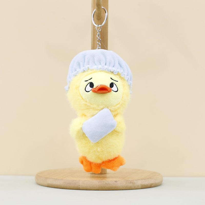 Fluffy Annoying Plush Duck Keychain 14cm Soft Yellow Toy Bag Gift Charm
