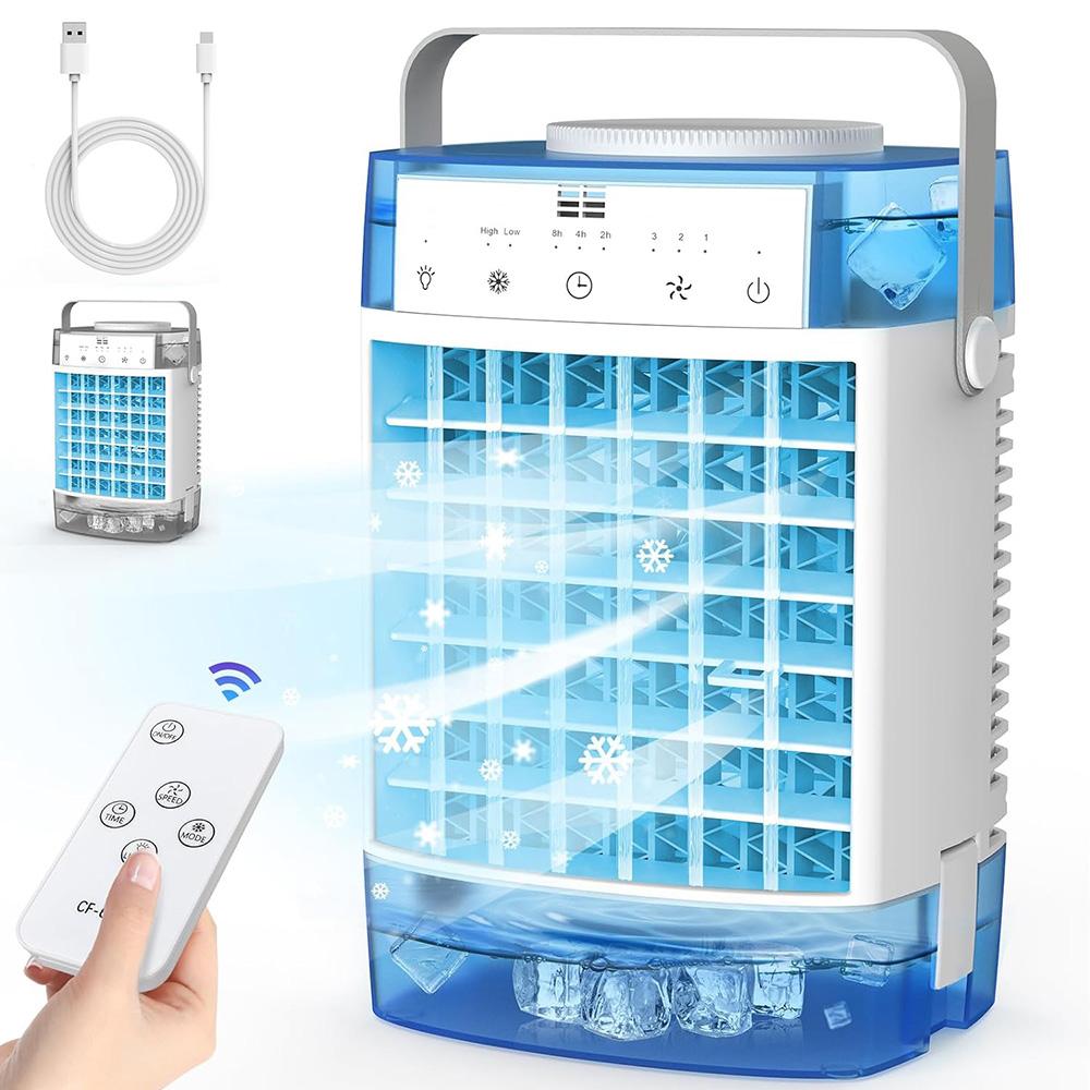 

4 в 1 портативный кондиционер охлаждающий вентилятор USB пульт дистанционного управления таймер с регулировкой яркости 1600 мл мини увлажнитель воздуха охладитель настольный вентилятор Other синий