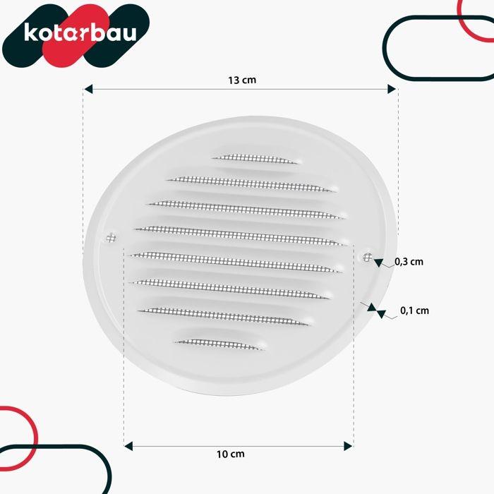 Grille d'aération - KOTARBAU - 130 mm - Tôle de zinc - Ronde - Moustiquaire - Blanc