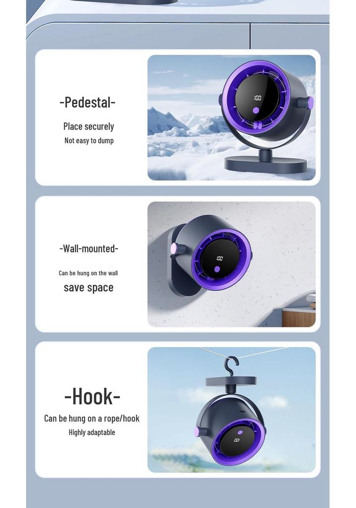 Smart High-Speed Portable Desktop and Hanging Fan with Digital Display