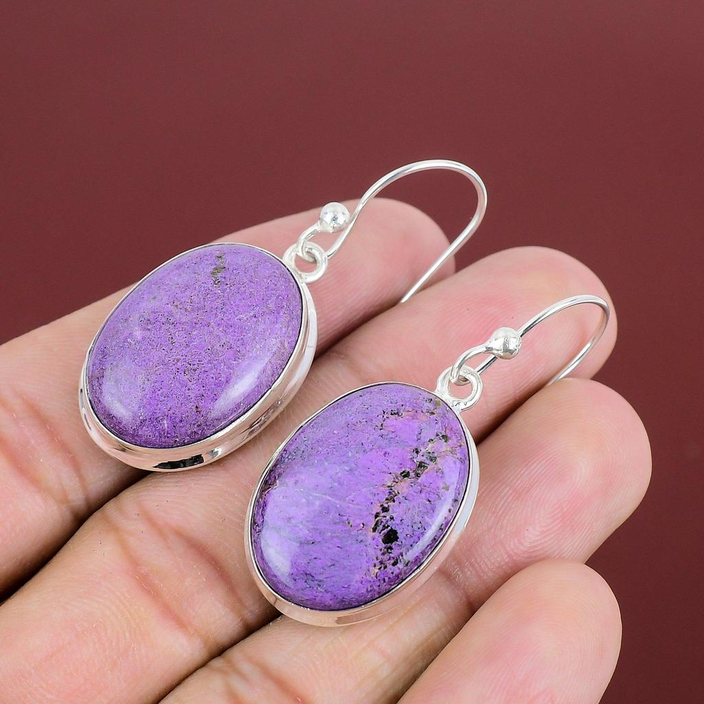 Purpurit Ohrringe Natur Edelstein Ohrringe Handgemacht Boho Schmuck 925 Sterling Silber Ohrringe Brandneue Ohrringe Geschenke für Sie Silberschmuck
