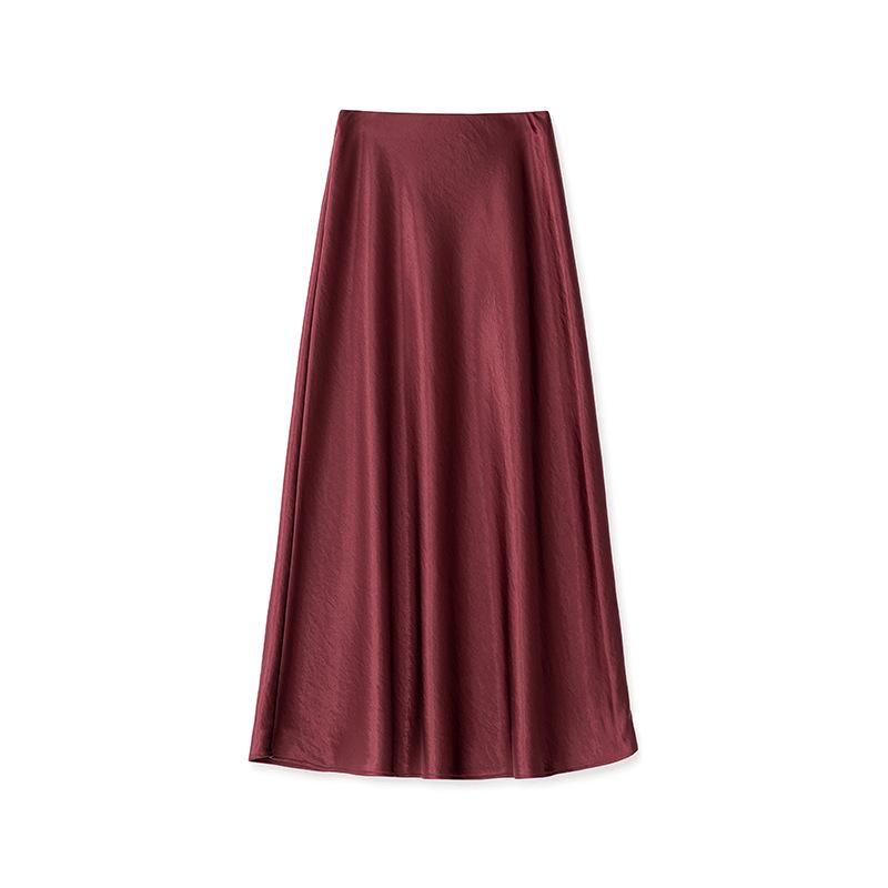 High-Grade Gilded Satin Drape Skirt - Luxury Celebrity Style for Women, Spring Collection
