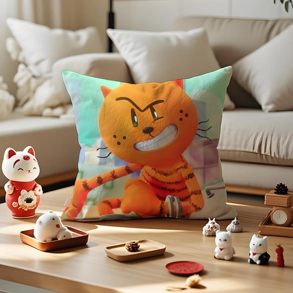 DOG MAN Anime Cushion Cover Anti-dustmite Pillowcase Invisible Zipper Silky Short Plush Sofa Cushion Cover