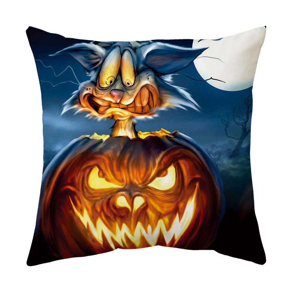 Halloween Cartoon Backrest Sofa Pillow Case Pillow Case Decoration Peach Skin Pillow Cushion Nordic Living Room