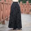 Women's Ethnic Style Embroidered Wide-Leg Pants - Casual Retro Long Trousers