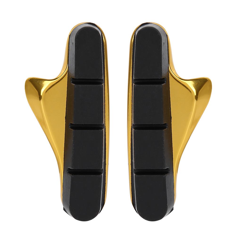 1Pair Light Weight Road Bike Folding Bicycle Parts Brake Shoes Pads Accessory Parts (Gold)