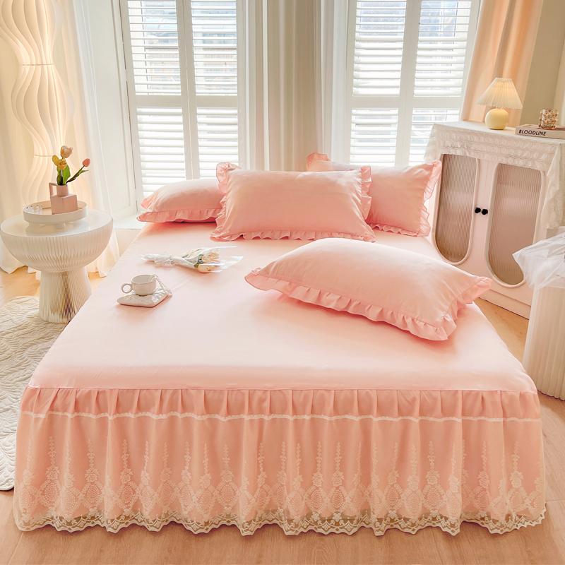 Luxury Lace Bed Cover Queen/King Size Bed Sheet Skirt Solid Color Plain Bed Skirts for Doubel Bed (pillowcase Need Order)