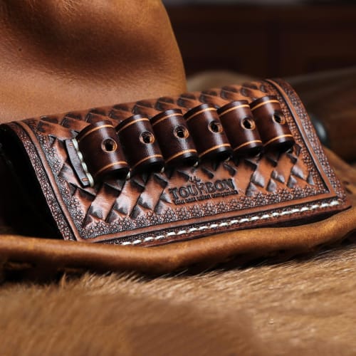 TOURBON Cartridge Holder Belt Ammo Holder for .38, .357, .44, and .45 Pistols and Revolvers, Holds 6 Rounds, Perfect for Airsoft