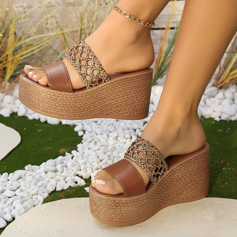 Fashion 2024 women's shoes Peep Toe Women's Slippers Fashion Leopard Print Casual Slippers Women New Plus Size Platform Slippers