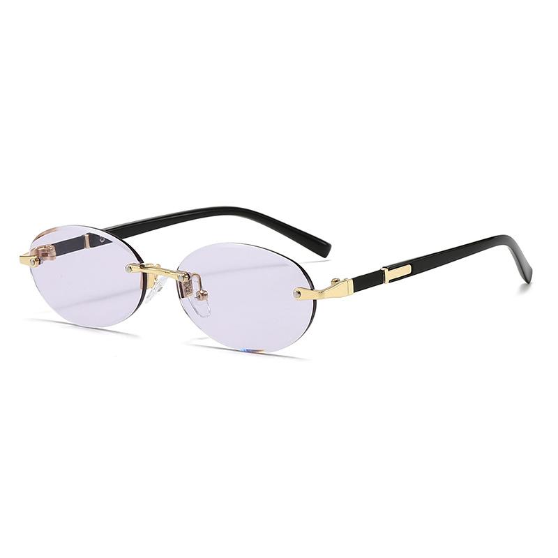 Trendy Frameless Oval Sunglasses - Hot Girl Hip-Hop Fashion Statement