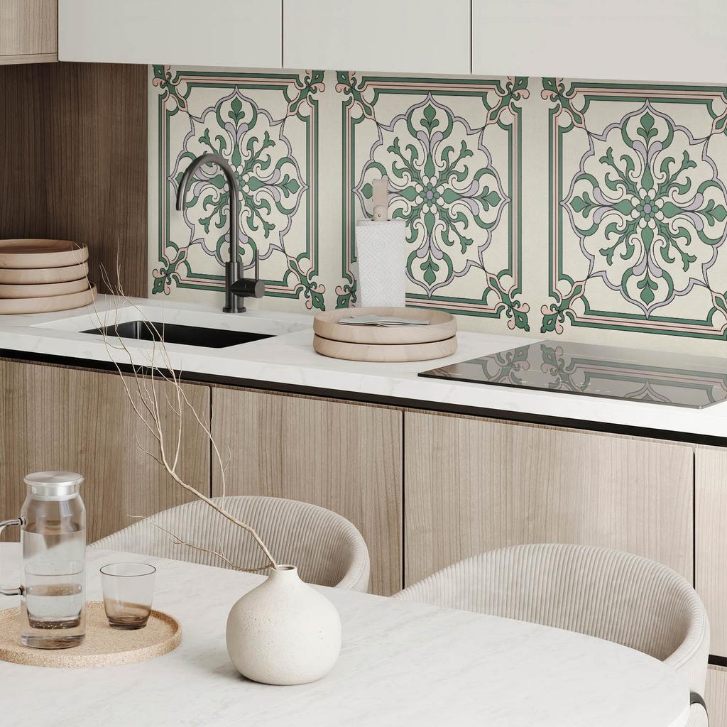 Dekoracyjny Panel Ścienny Samoprzylepny Winyl 100X50 Cm Wzór Kwiatowy Z Ornamentami