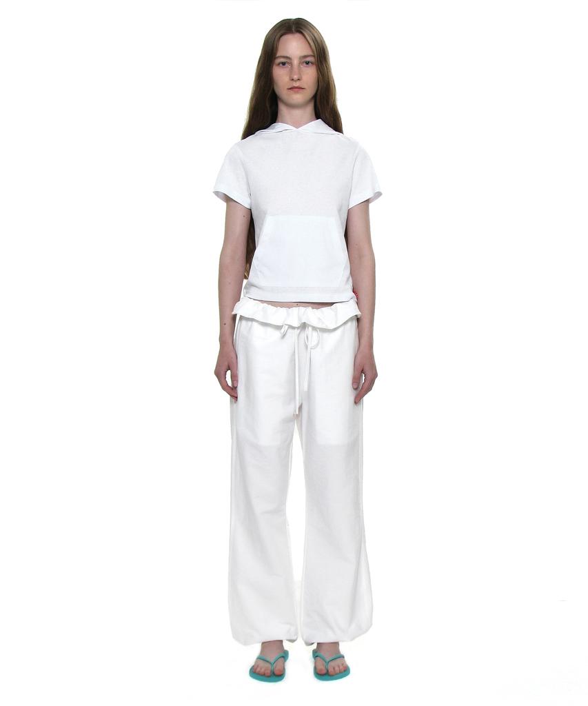 PARTIMENTO WOMEN Two-Way Frill Turnover Waist Pants_White