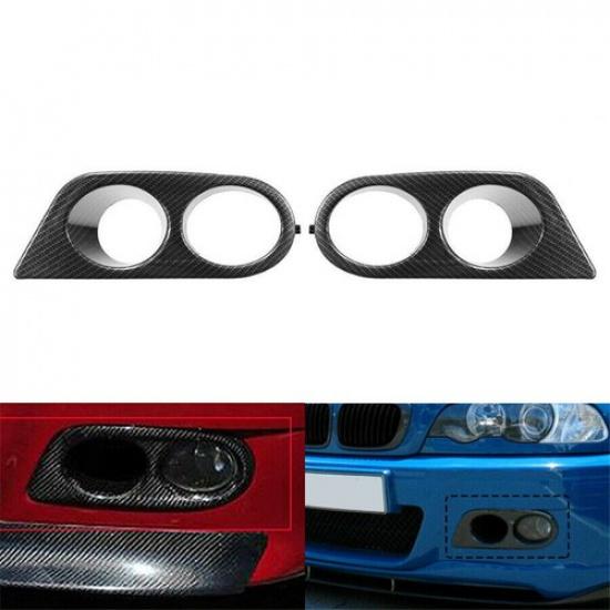 2 X Carbon Fiber Look ABS Left & Right Fog Light Covers For BMW E46 M3 2001-2006