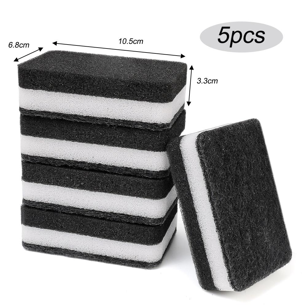 Thickened Double-sided Dishwashing Sponge Black Sandwiched White Stain Removal Scouring Cloth Cleaning of Pots Bowls Sinks Rag