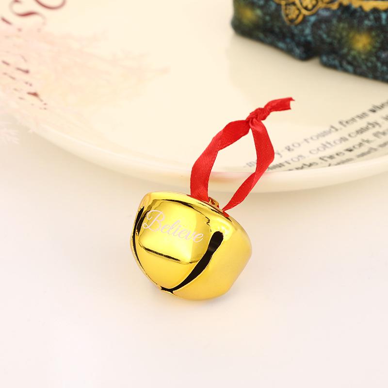 

Christmas Cross Bell Pendant with Red Ribbon - Festive Hanging Ornament and Gift Decor Bell 3.8 cm золотой