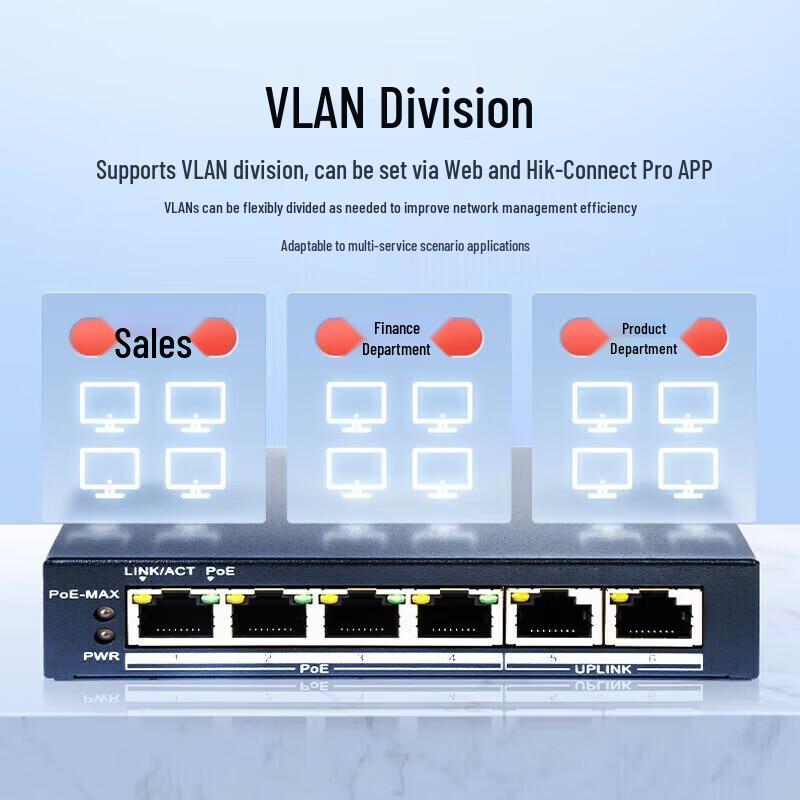 HIKVISION 9-Port 100Mbps Managed PoE Switch CN plug (adapter included)