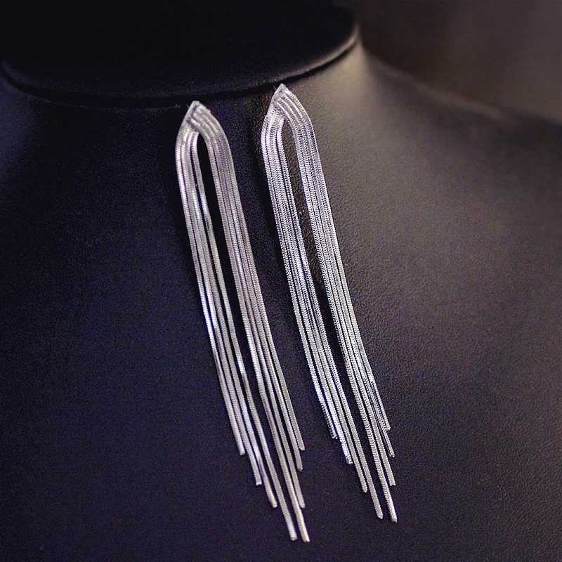 Mode Glänzende Lange Quaste Drop Ohrringe für Frauen Voller Strass Kristall Baumeln Ohrring Mädchen Hochzeit Party Persönlichkeit Schmuck