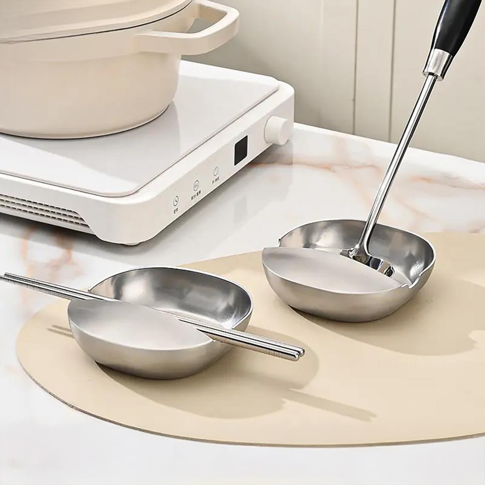 Stainless Steel Spoon Rest for Stove Top Kitchen Countertop Self Standing Ladle Holder Cooking Utensil Rest for Spoon Spatula