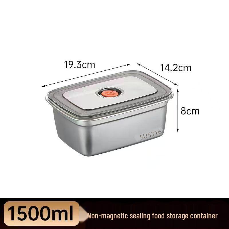 Pojemnik na żywność 304 ze stali nierdzewnej, szybkozamrażający, utrzymujący świeżość i smak, z pokrywką - Szczelny pojemnik do przechowywania żywności w lodówce i zamrażarce