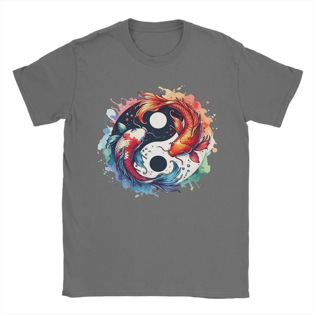 Yin Yang Koi Fish Tshirt Beach Y2k Funny Tshirts Cotton Hip Hop Tshirt For Unisex Shortsleeve Casual Tees