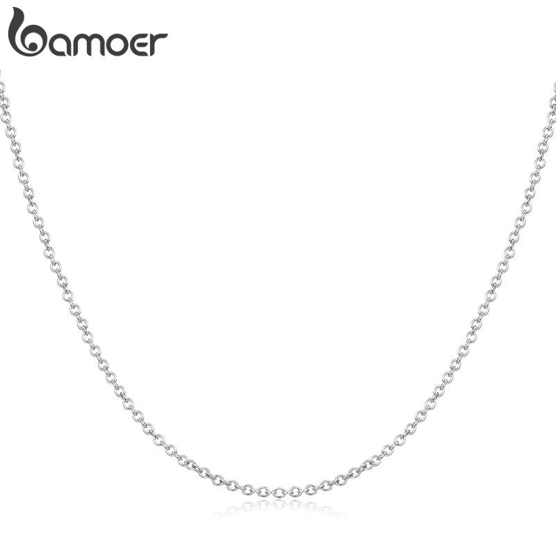 

BAMOER, комплект ювелирных изделий из стерлингового серебра 925 пробы, базовая цепочка, ожерелье, подвеска в форме сердца для женщин, модное изготовление ювелирных изделий necklace