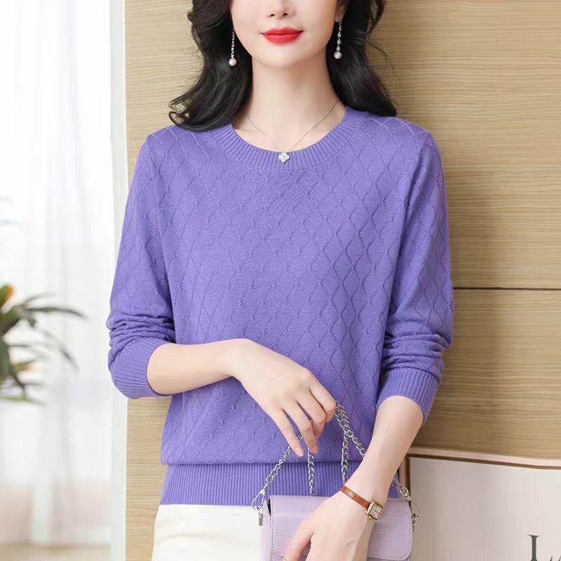 Cashmere Sweater for Women's Autumn and Winter Round-neck Loose Pullover Solid-color Long-sleeved Knitted Sweater Inner Layer Top
