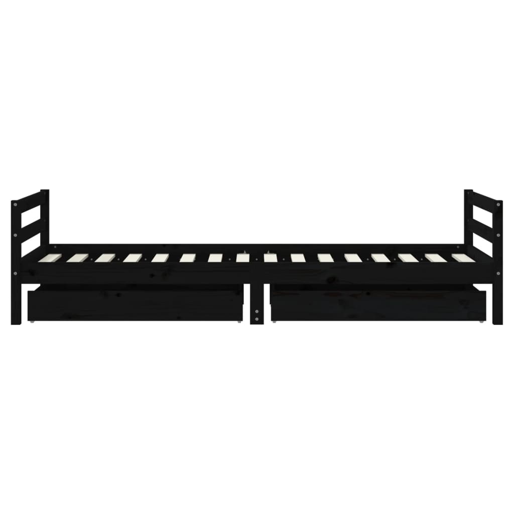 Children s Bed with Drawers Black 80x200 cm Solid Pine Wood