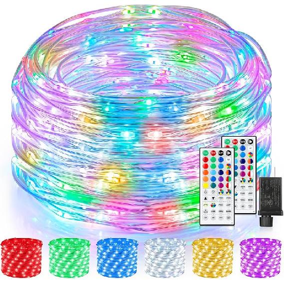 Mlambert 99Ft 300 LED Christmas String Lights Outdoor Indoor, 17 Solid Colors 8 Multicolors 8 Lighting Modes RGB Twinkle Fairy Rope Lights with