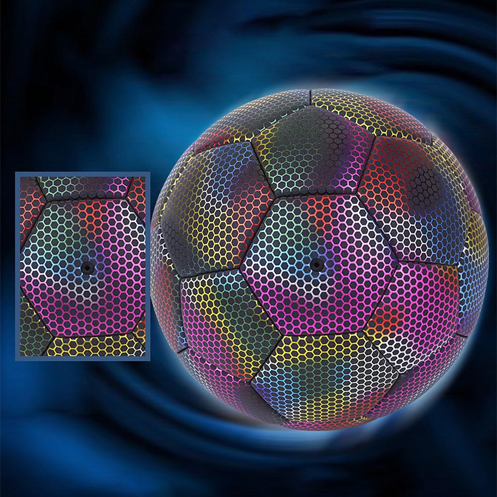 Ballon De Foot Lumineux Taille 5 - Brillant Dans Le Noir, Cuir PU, Pour Entraînement Nocturne, Intérieur/extérieur