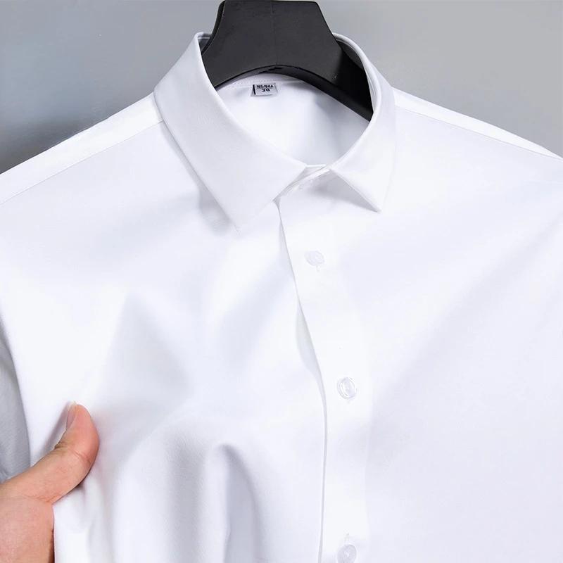 

New Anti-Wrinkle Men Shirts Long Sleeve Dress Shirts For Men Slim Fit Camisa Social Business Blouse White Office Shirt S-6XL 38
