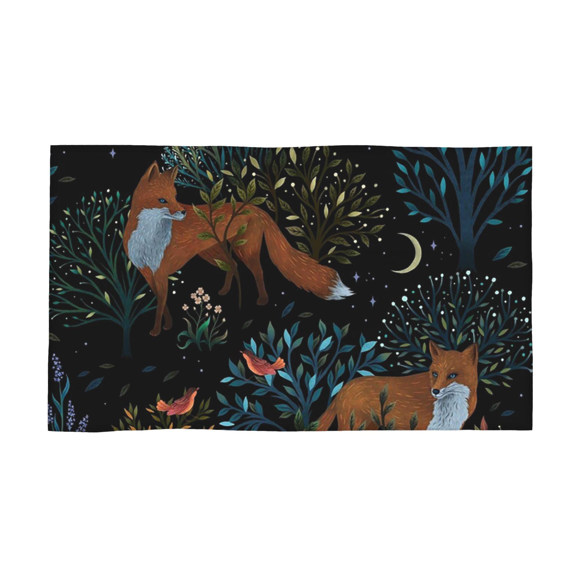 

Forest Fox Soft Face Towel Quick Dry Pool Bath Cotton Towels Absorbent W30*H60(CM)