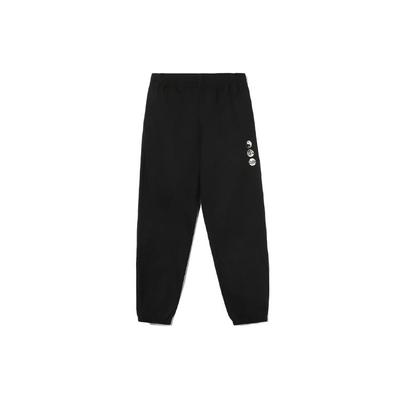Fun Print Cuffed Casual Knitted Sports Pants Unisex Pants Black AKXR391-1
