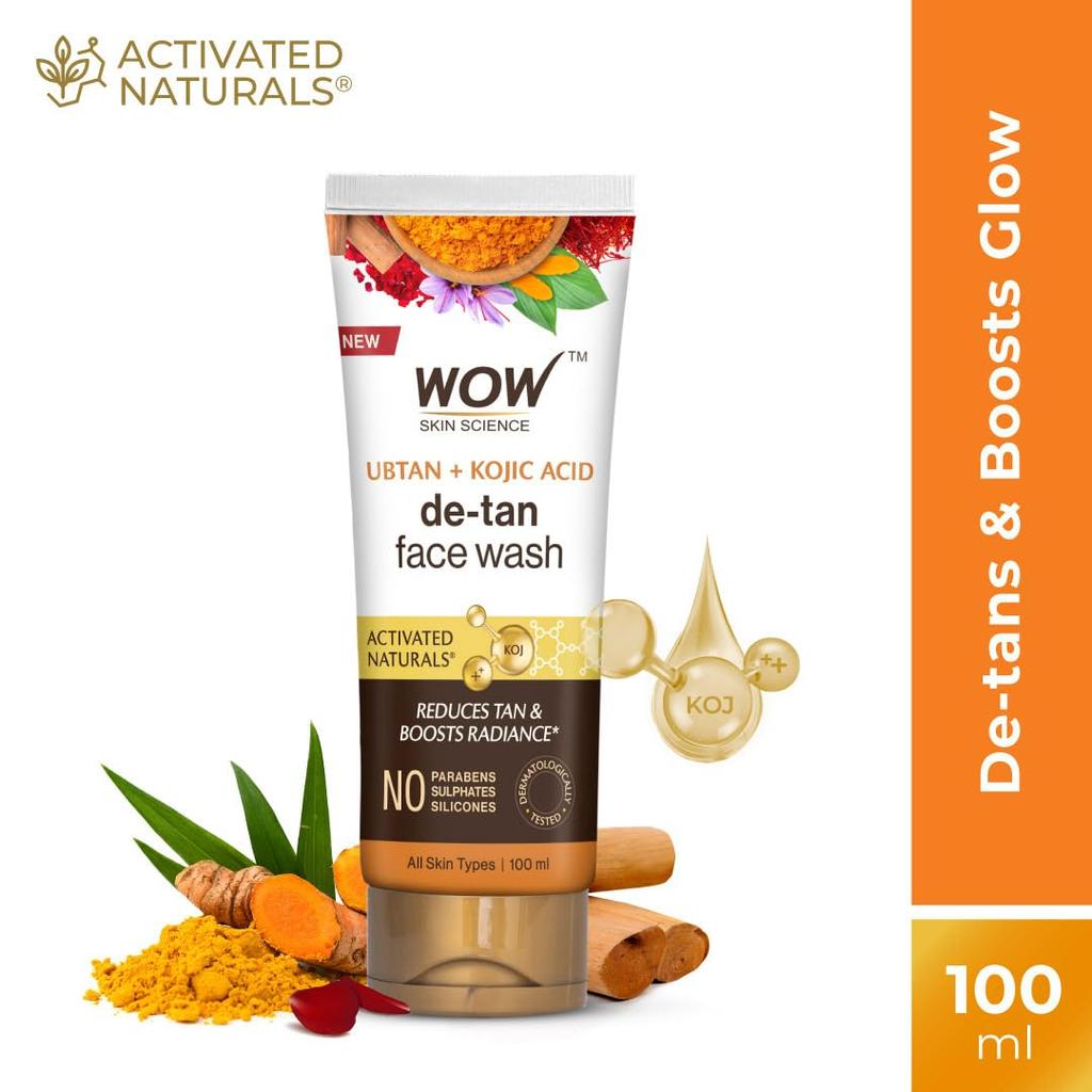 WOW Skin Science Nettoyant Visage Ubtan | Curcuma & Safran | Tous Types de Peau | Peau Claire et Éclatante | 100% Végétalien | Sans Parabènes ni Sulfates |