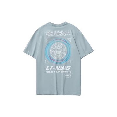 Li Ning Dazzling Star Print Sports T-Shirt Men Tops Misty-Blue AHSR167-4