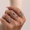 Mili Rhinestone Heart 5A Zircon Geometric Ring – 18K Gold-Plated Adjustable Stainless Steel Band Jewelry Set for Girls.