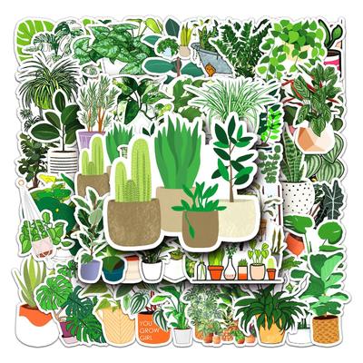 50 Cartoon Plant Graffiti Stickers: Fresh DIY Waterproof for Skateboards, Phones, Suitcases