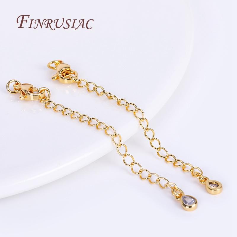 8 Types Full Length 70mm 18K Real Gold Plated Brass Extended Extension Tail Chain with Lobster Clasps, Chain Extender
