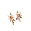 K real gold electroplated silver needle zircon dripping oil flower earrings holiday style fresh stud earrings temperament earrings design sense