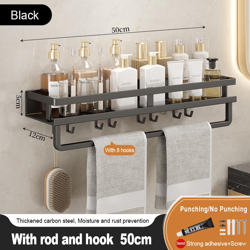 Bathroom Storage Rack Non Perforated Wall Mounted Towel Rack Bathroom Washbasin Cosmetics Storage Rack Wrought Iron Material