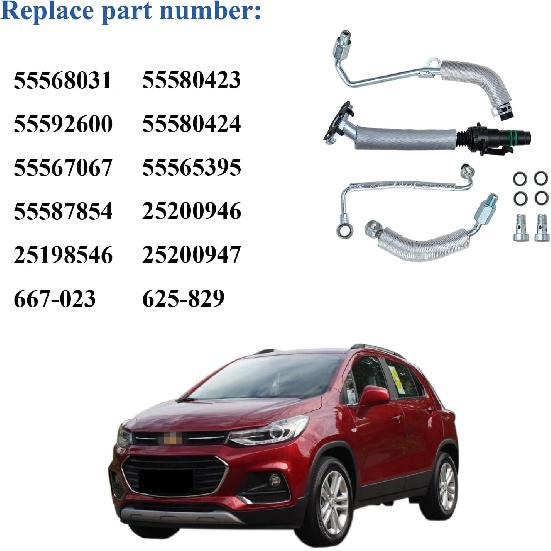 4PCS Turbo Oil Return Drain Line And Oil Feed Pipe Kit Compatible With Chevy Cruze Sonic Trax & Buick Encore 1.4 L4 55568031 55592600 25198546