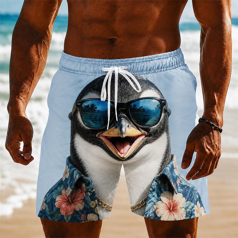 Summer Men's Animal 3D Printed Beach Shorts