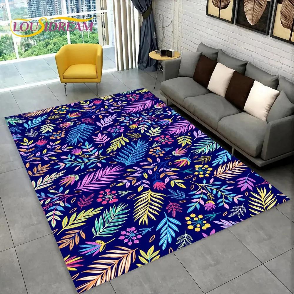 3D Nordic Luxury Flower Rose Area Koberec velký,Koberec pro domácí obývací pokoj Ložnice Sofa Rohožka Dekor,Dětské protiskluzové rohože