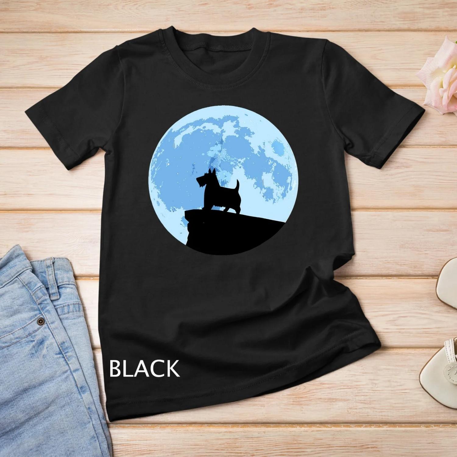 Scottish Terrier Scottie Dog Moon Silhouette T shirt S чёрный