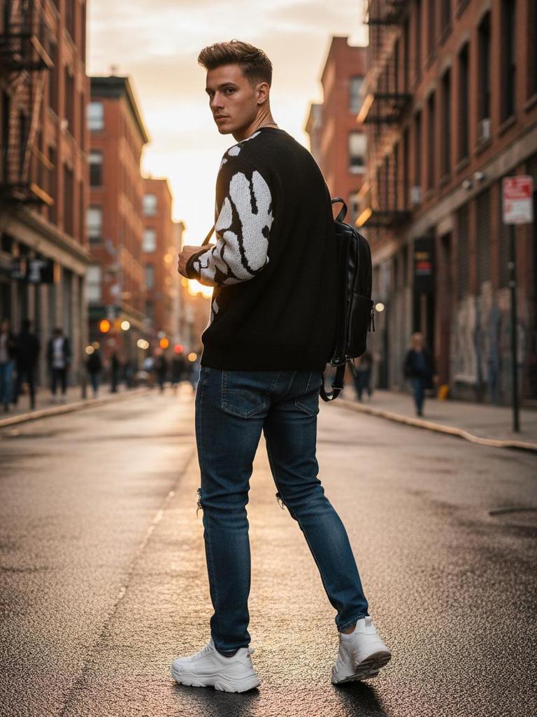 Retro dopisní trend pletený pulovr: Ležérní svetr v korejském stylu na podzim/zimu