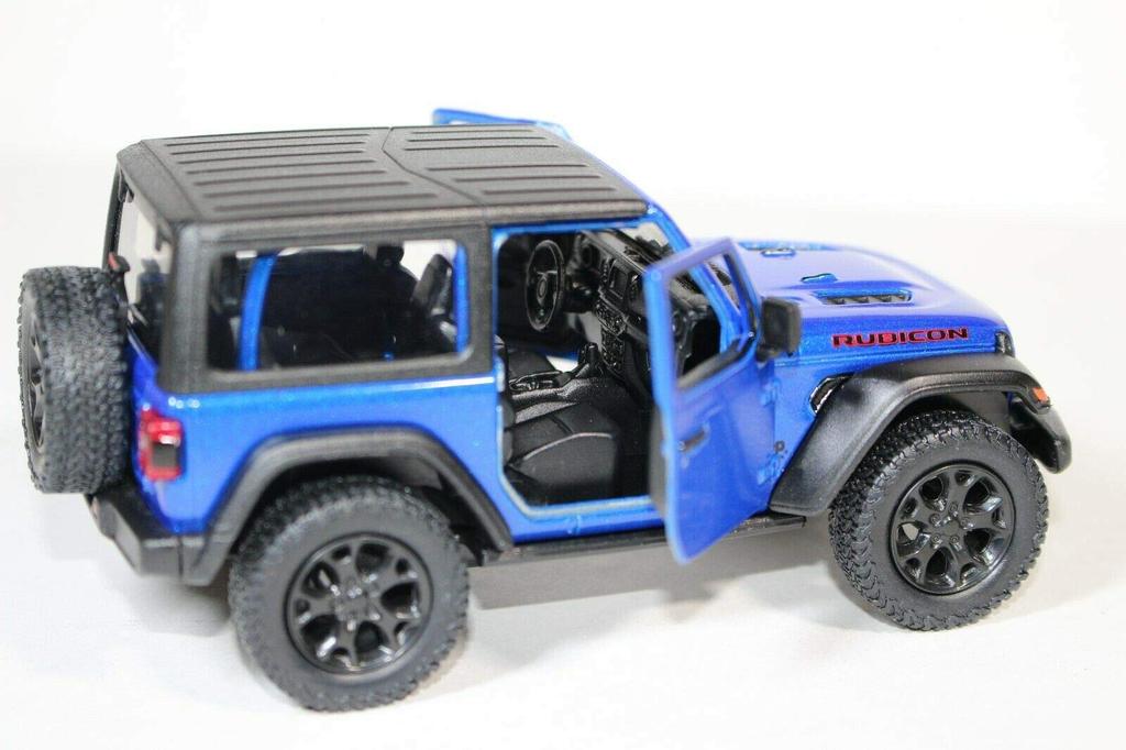 KiNSMART - Jeep Wrangler Rubicon Off-Road 4x4 5-Inch 1:34 Scale Diecast Model Replica Toy Car (Blue Hardtop)