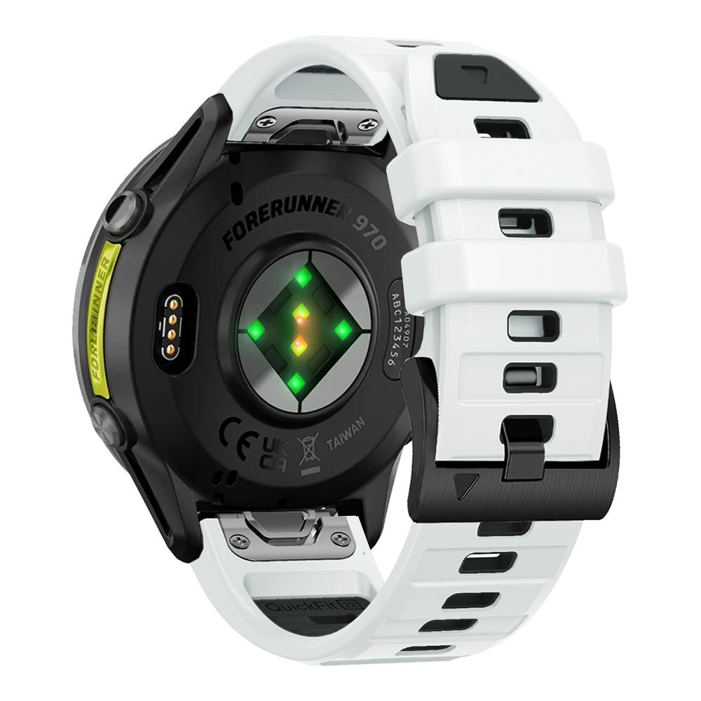 QuickFit 22mm Two-Tone Silicone Band For Garmin Forerunner 970 965 955 Solar 945 935 745 Descent G2 Fenix E Watch Strap Bracelet
